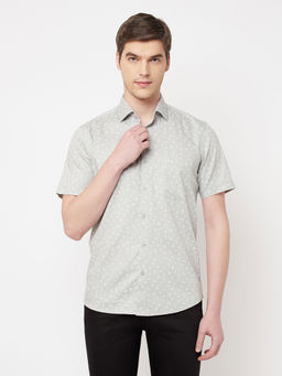 CRIMSOUNE CLUB - Men Grey Floral Shirt