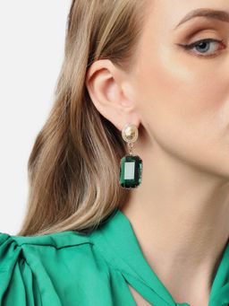 Sohi - Gold Plated Party Designer Stone Drop Earring for Women