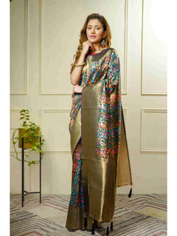 Beatitude - Multicolor Woven Banarasi Saree with Unstitched Blouse