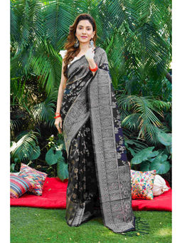 Beatitude - Black Woven Banarasi Saree with Unstitched Blouse