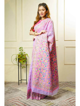 Beatitude - Lavender Woven Kashmiri Saree with Unstitched Blouse