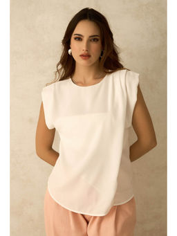 Virgio - White Women Recycled Polyester Round Neck Regular Solid Sleeveless Top