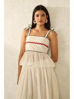 Virgio - White Women Cotton Solid Sleeveless Top