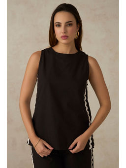 Virgio - Black Women Cotton Regular Solid Sleeveless Top