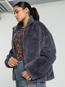 Puma - Soft Fleece Womens Grey Bomber