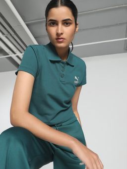 Puma - Classics Baby Womens Teal Polo T-Shirt