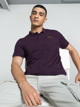 Puma - Essentials Jacquard Collar Mens Purple Polo T-Shirt