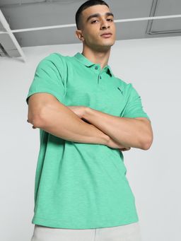 Puma - Essentials Slub Mens Green Polo T-Shirt