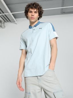 Puma - Essentials Shoulder Colorblock Mens Blue Polo T-Shirt