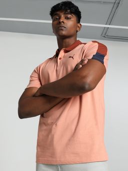 Puma - Essentials Shoulder Colorblock Mens Pink Polo T-Shirt