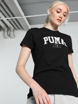 Puma - Squad Solid Logo Print Womens Black T-Shirt