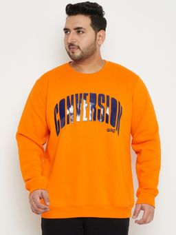 Club York - Orange Round Neck Plus Size Sweatshirt