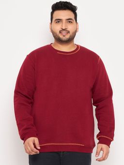 Club York - Wine Round Neck Plus Size Sweatshirt