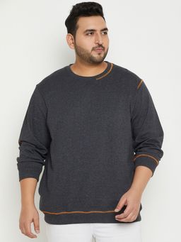 Club York - Anthra Melange Round Neck Plus Size Sweatshirt