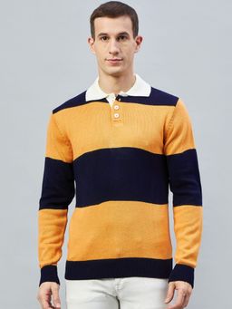 Club York - Navy Blue & Mustard Polo Neck Sweater