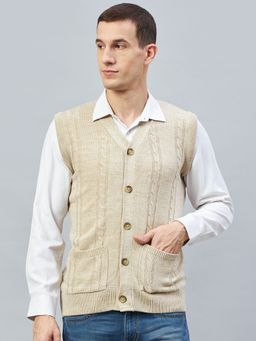 Club York - Beige Sleeveless V Neck Sweater