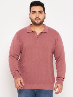 Club York - Dusty Pink Polo Neck Plus Size Sweater