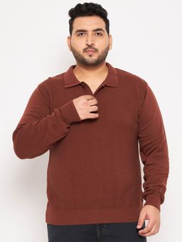 Club York - Bitter Chocolate Polo Neck Plus Size Sweater
