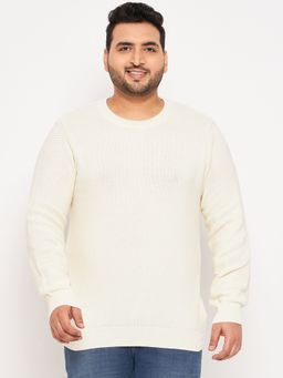 Club York - Off White Round Neck Plus Size Sweater
