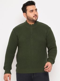 Club York - Olive High Neck Plus Size Sweater