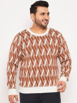 Club York - Off White Round Neck Plus Size Sweater
