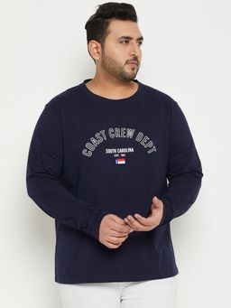 Club York - Navy Blue Colo Blocked Plus Size T-Shirt
