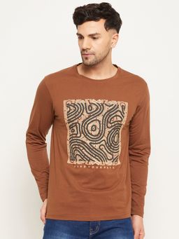 Club York - Coffee Brown Printed T-Shirt