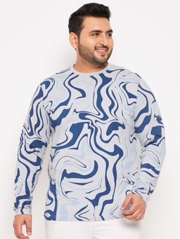 Club York - Light Grey Printed Plus Size T-Shirt