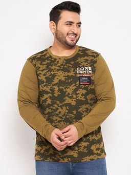 Club York - Olive Green Printed Plus Size T-Shirt