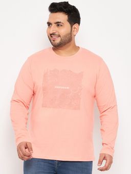 Club York - Bright Peach Printed Plus Size T-Shirt