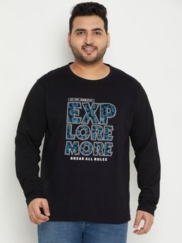 Club York - Black Printed Plus Size T-Shirt