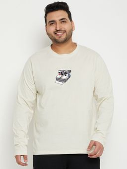 Club York - Off White Printed Plus Size T-Shirt