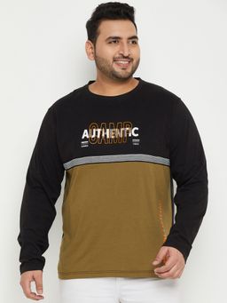 Club York - Black Colo Blocked Plus Size T-Shirt