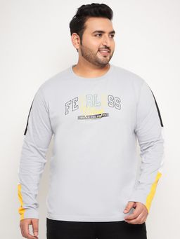 Club York - Light Grey Printed Plus Size T-Shirt