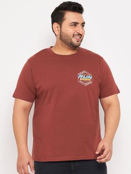 Club York - Coffee Brown Printed Plus Size T-Shirt