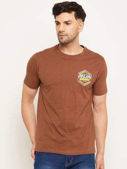 Club York - Coffee Brown Printed T-Shirt