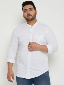 Club York - White Solid Plus Size Shirt