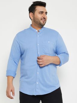 Club York - Digital Blue Solid Plus Size Shirt