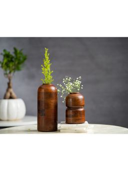 SG Home - Wooden Bud Vase (Set Of 2)