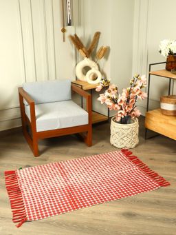 Sashaa World - Red and White Plaid Rug