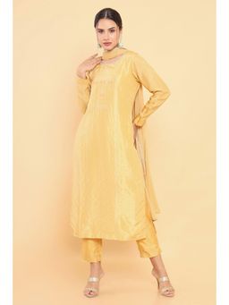 Soch - Women Yellow Viscose Embroidered Suit (Set of 3)