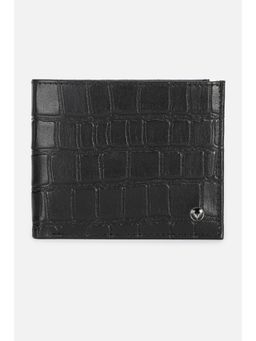 Allen Solly - Men Black Textured Genuine Leather Wallet