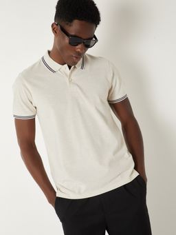 max - Solid Beige Polo T-Shirt