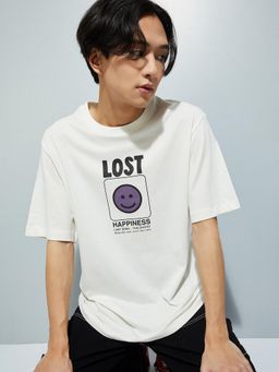 max - Urb_N Regular Fit Off White Graphic T-Shirt