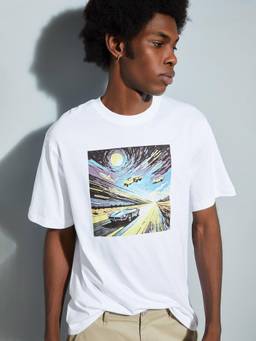 max - Urb_N Regular Fit Graphic White T-Shirt