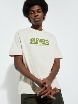 max - Urb_N Regular Fit Graphic Beige T-Shirt