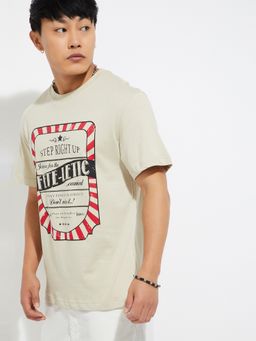 max - Urb_N Graphic Printed Beige T-Shirt