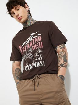max - Urb_N Printed Brown T-Shirt
