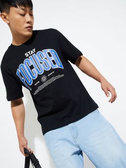 max - Urb_N Printed Black T-Shirt