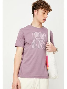 max - Slim Fit Graphic Printed Lavender T-Shirt